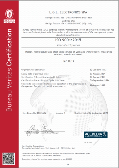 LGL Electronics Certificado ISO 9001